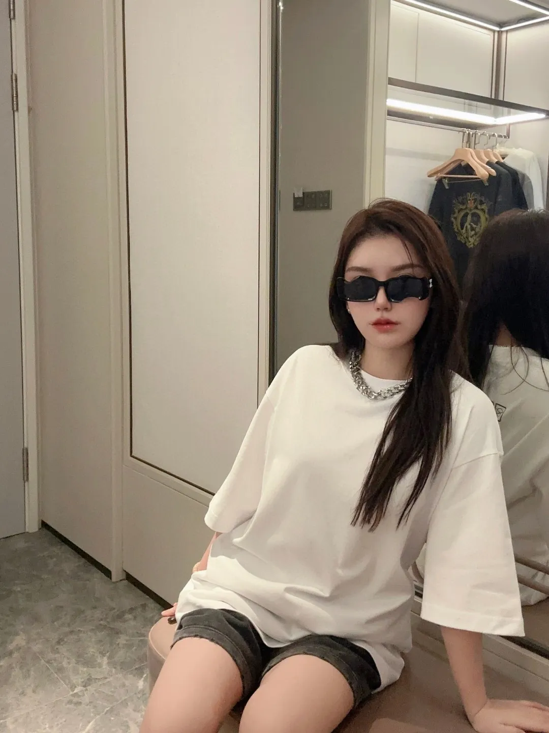 P80✨🔥 BALENCIAGA Paris lettering printed short-sleeved T-shirt, custom-woven and dyed 280g combed cotton heavyweight fabric, zero color difference in thread, perfect details, different from the current version on the market, welcome to compare, Same Style for men and women, must-sell in the picture above Color: White Black Size: 1 2 3 4